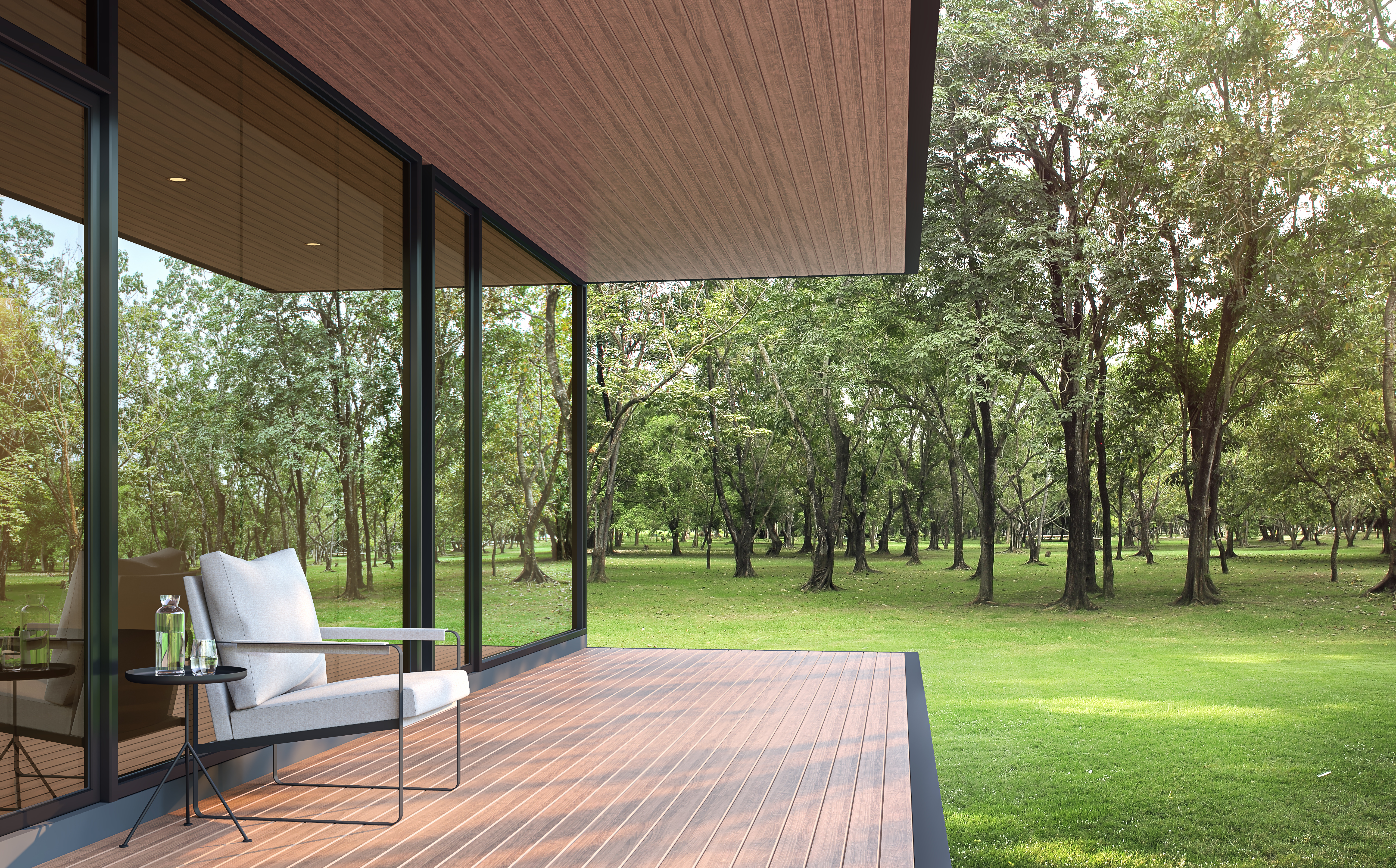 Terraza con vista a jard&iacute;n premium